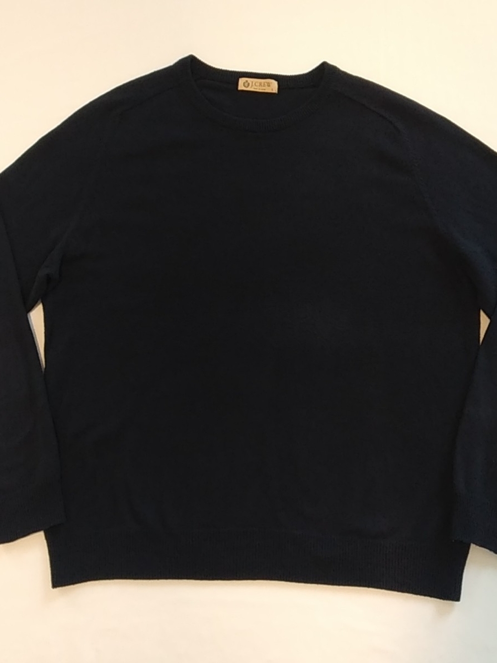 J. Crew L Navy Crewneck Sweater - Men's Cotton, Cashmere Blend Nautical Academia